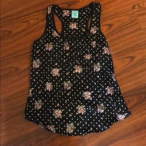 Silky polka dot and floral sleeveless